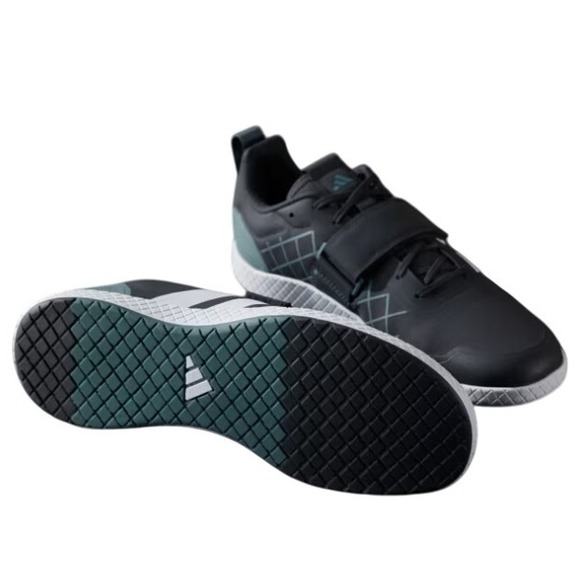 Adidas The Total 2 Mens Black White Weightlifting Shoes Hook and Loop Strap Sz X